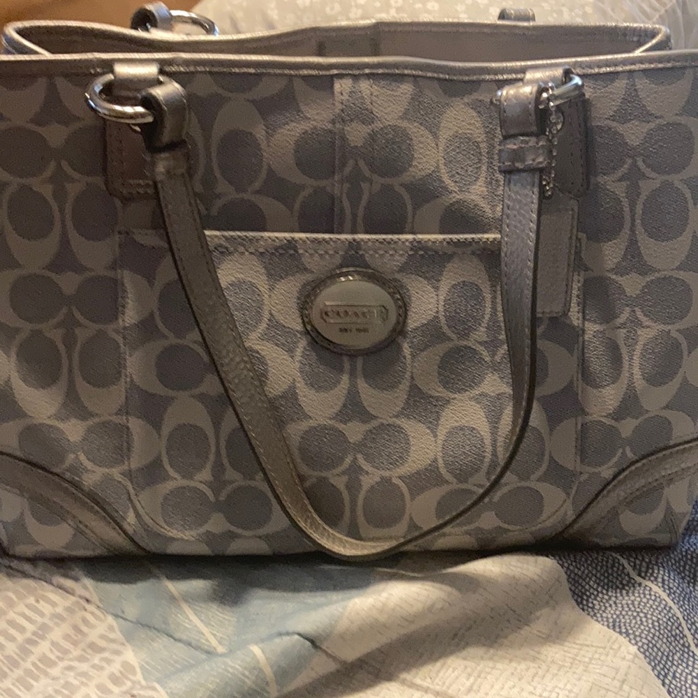 Coach Gray and White Bag